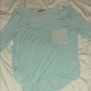 Blue off the shoulder tee